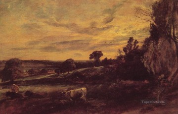 風景 Painting - 風景の夜のロマンチックなジョン・コンスタブル